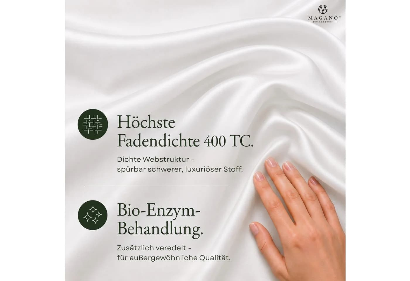 MAGANO Spannbettlaken 100% TENCEL™ Lyocell 400 TC Weiß - Bild 4
