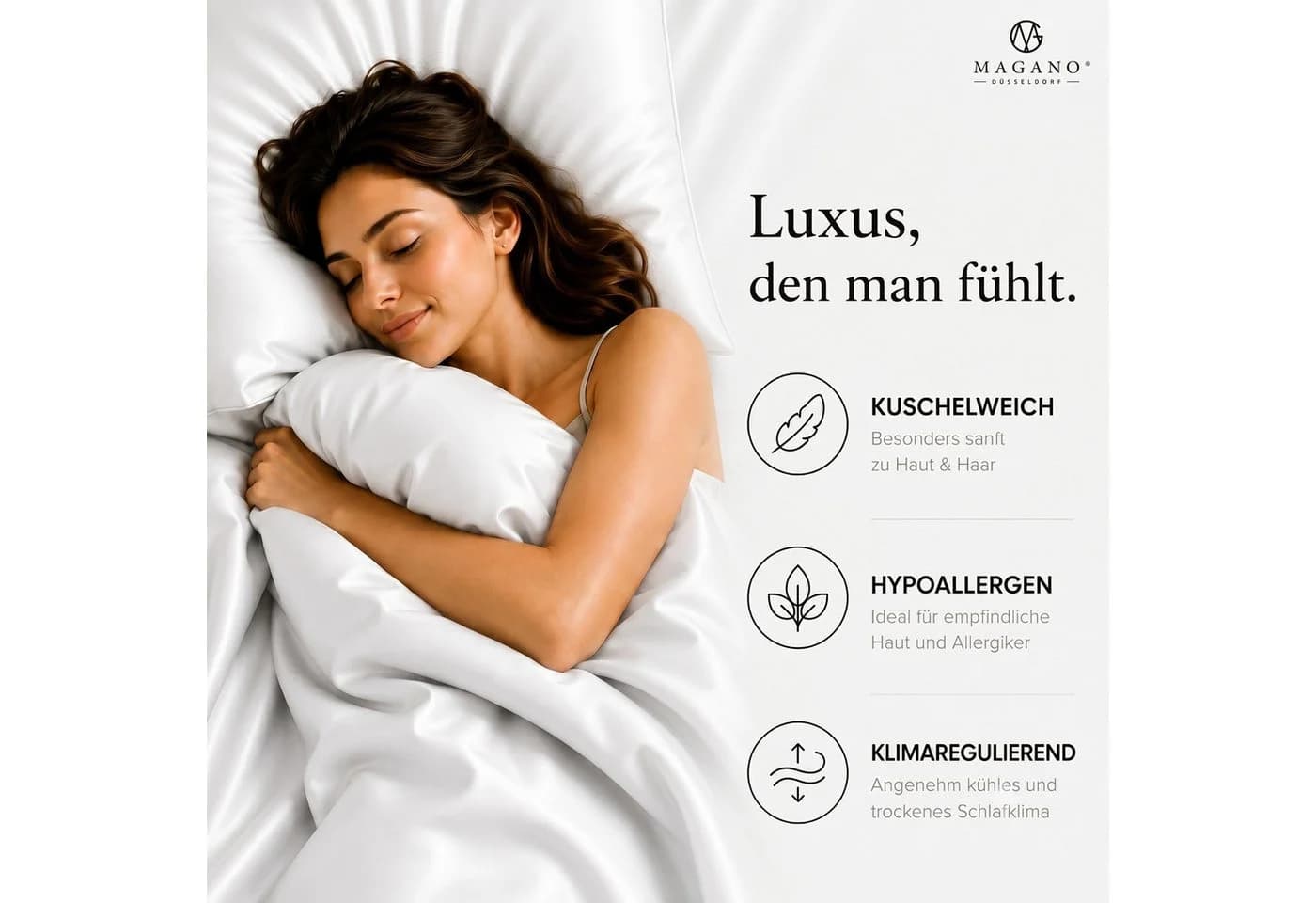 MAGANO Spannbettlaken 100% TENCEL™ Lyocell 400 TC Weiß - Bild 5