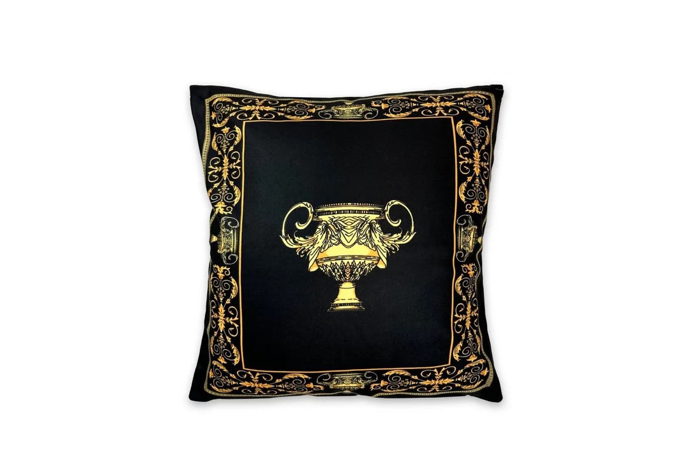 Belle Arti Dekokissen Schwarz Gold Seidenoptik mit Royal Motiv