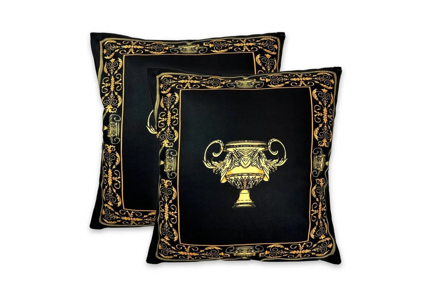 Belle Arti Dekokissen Schwarz Gold Seidenoptik mit Royal Motiv - Bild 2