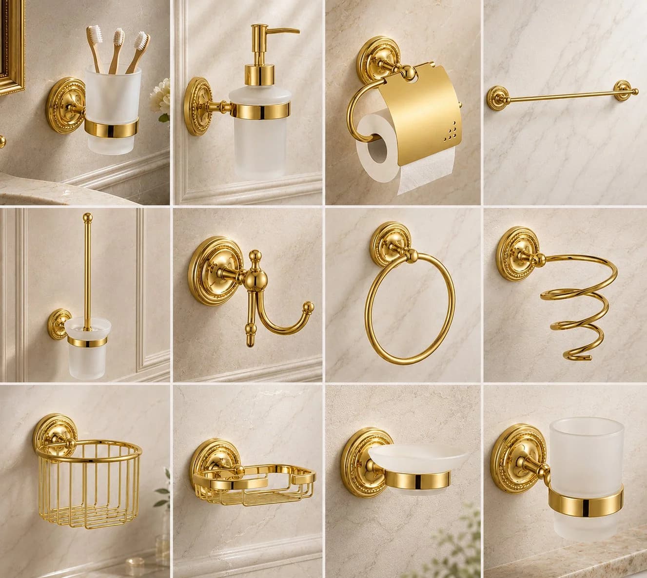 Belle Arti WC-Reinigungsbürste Verona Messing Wandmontage Gold