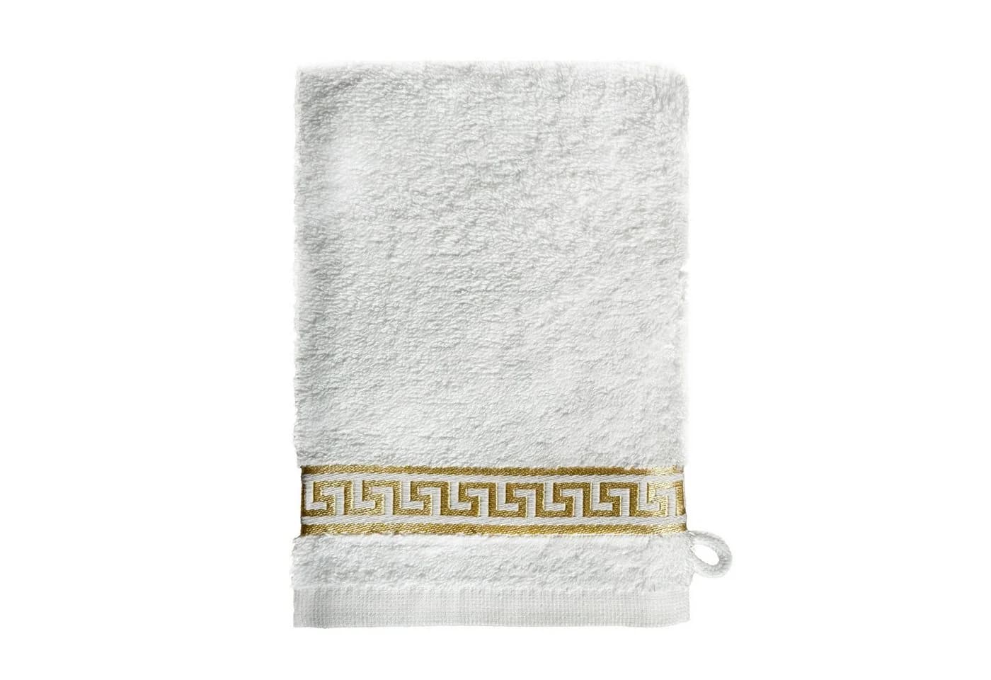 Belle Arti Waschlappen Mäander Weiß Gold 15x21 cm Frottee