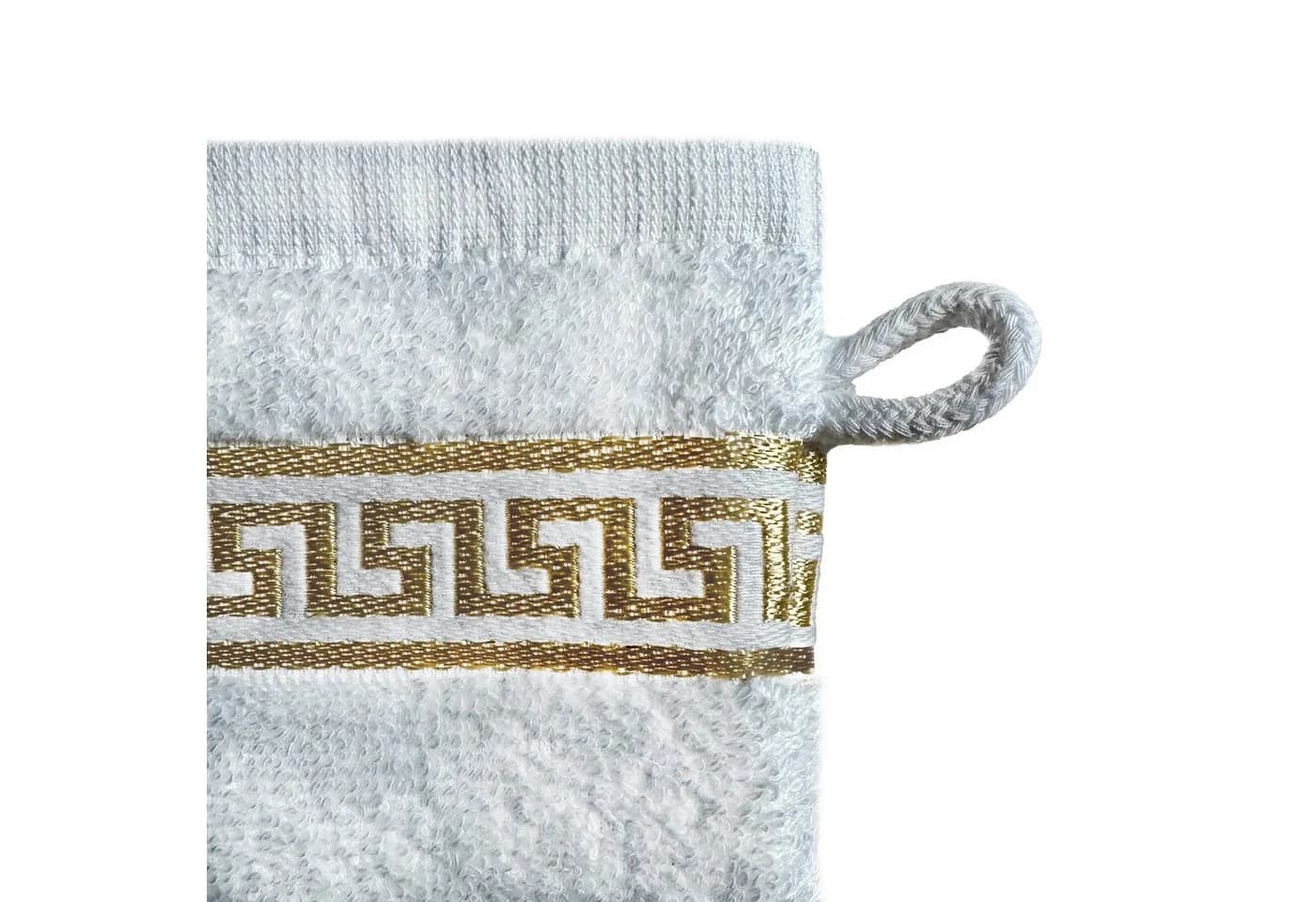 Belle Arti Waschlappen Mäander Weiß Gold 15x21 cm Frottee - Bild 2