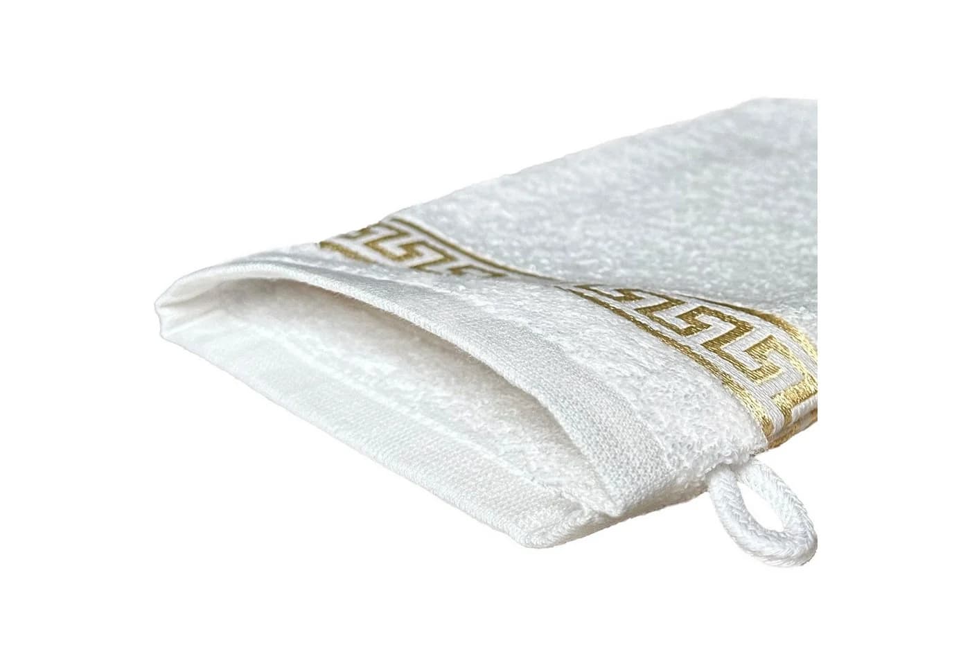 Belle Arti Waschlappen Mäander Weiß Gold 15x21 cm Frottee - Bild 3