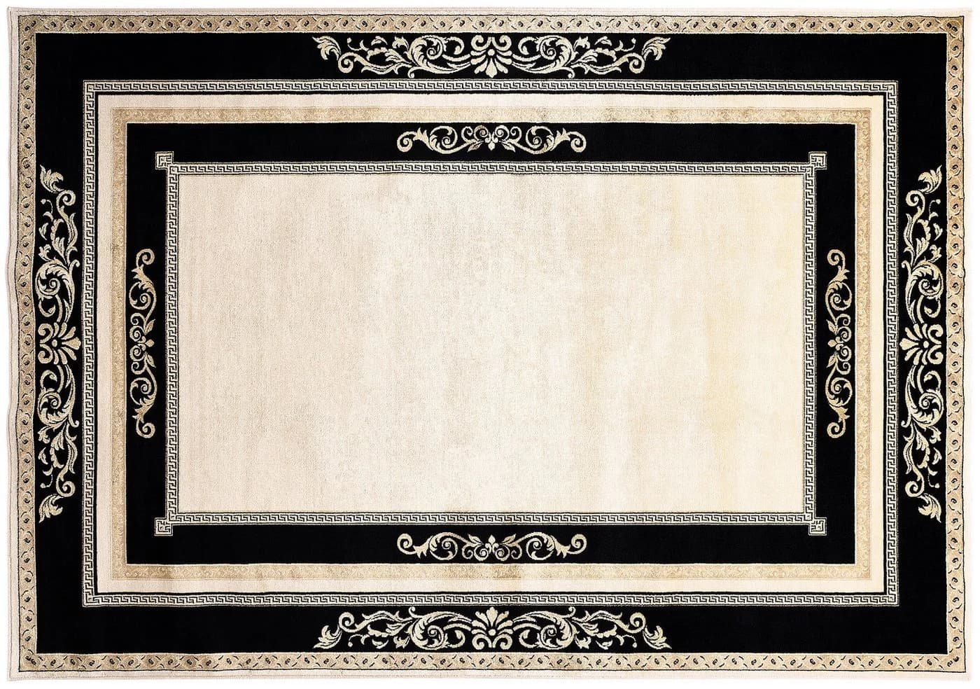 Belle Arti Teppich Florenz Schwarz Gold Viskose Kurzflor