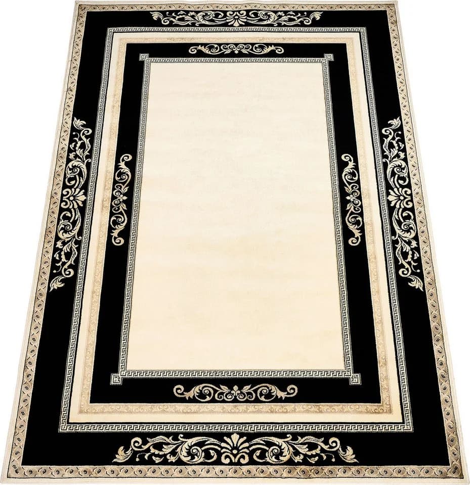 Belle Arti Teppich Florenz Schwarz Gold Viskose Kurzflor - Bild 2