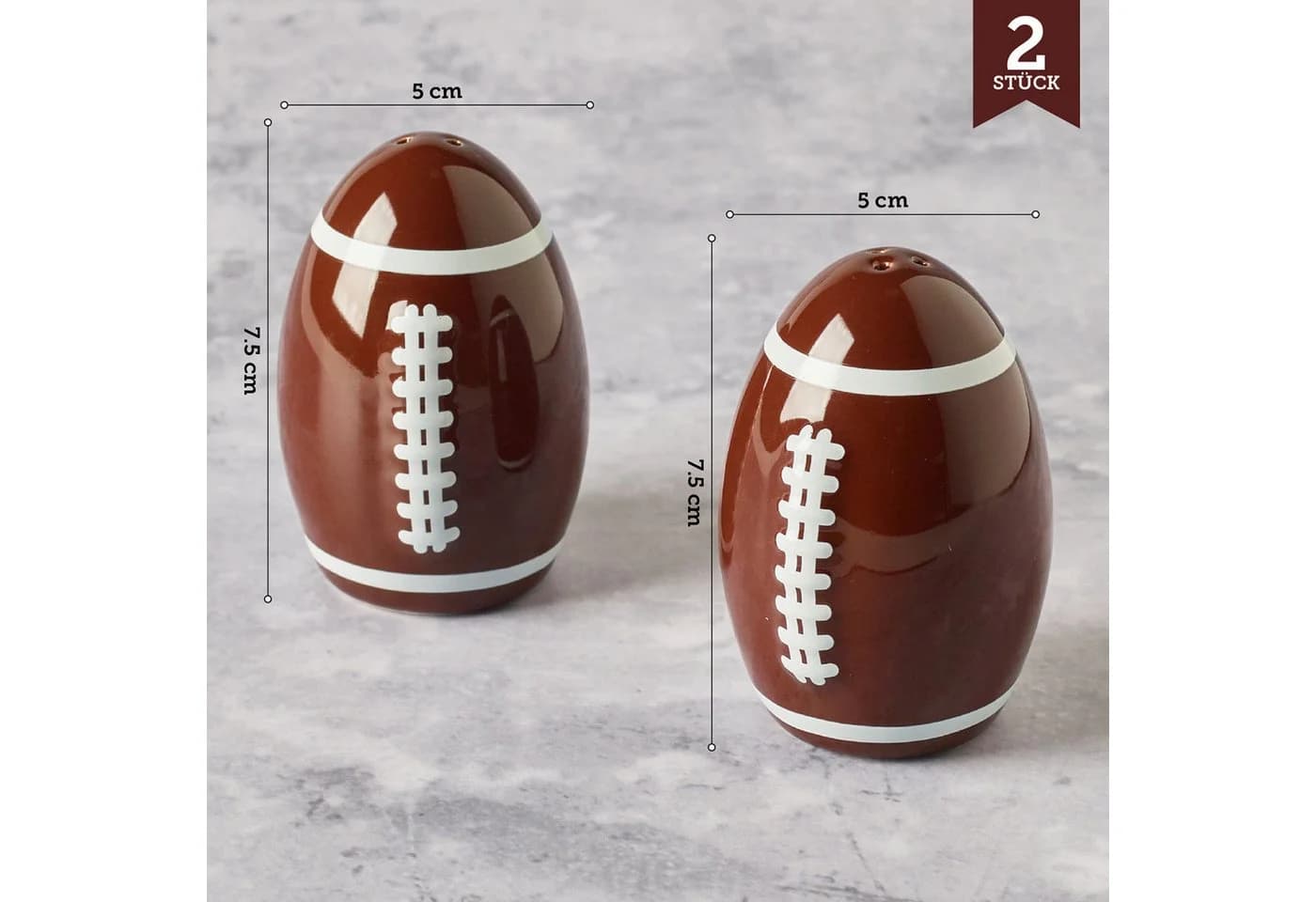 40YARDS Salz- / Pfefferstreuer American Football Keramik 2-tlg. - Bild 3