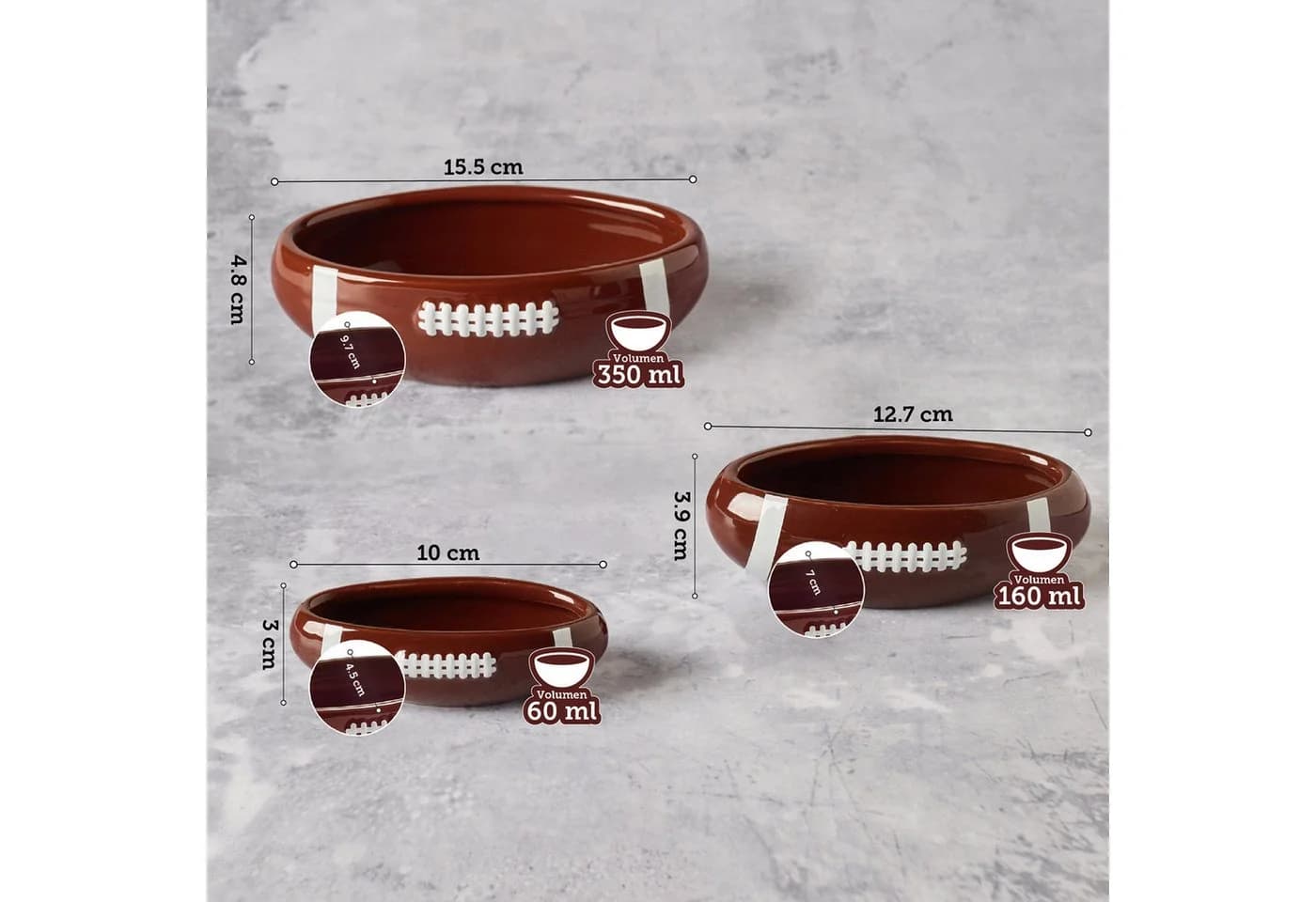 40YARDS Snackschale American Football Keramik Set - Bild 3