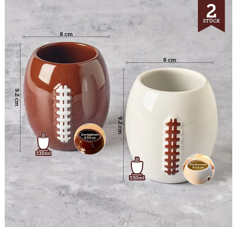 40YARDS American Football Tasse 2er Set Keramik 330ml - Bild 3