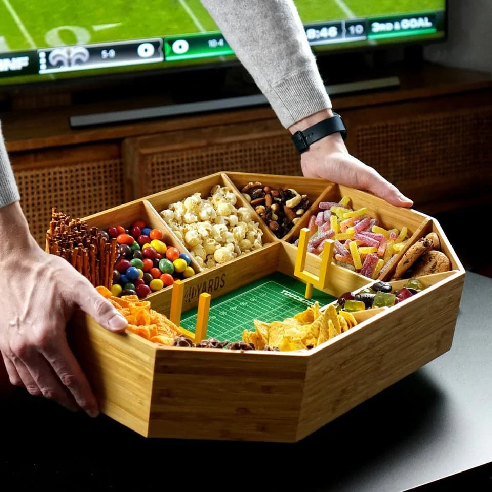 40YARDS Servierschale American Football Snack Stadium Bambus Holz 12-tlg - Bild 4