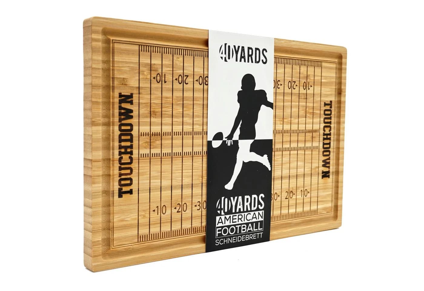40YARDS Schneidebrett American Football Bambus Holz Saftrille - Bild 2