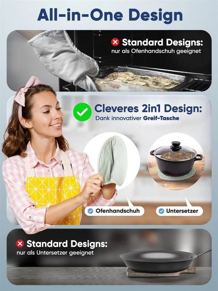 Wohnheld Topflappen Herz 2er Set hitzebeständig 250°C Grün - Bild 5