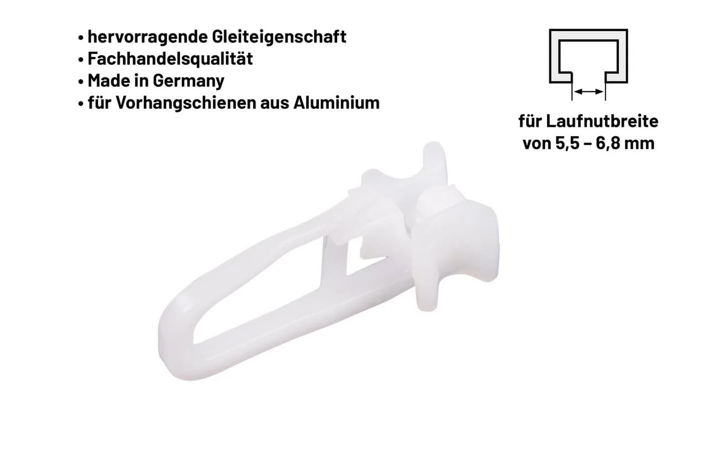 Deco-Raum Gardinengleiter X-Gleiter, 50 Stück, Weiß, für 6 mm Innenlaufschienen