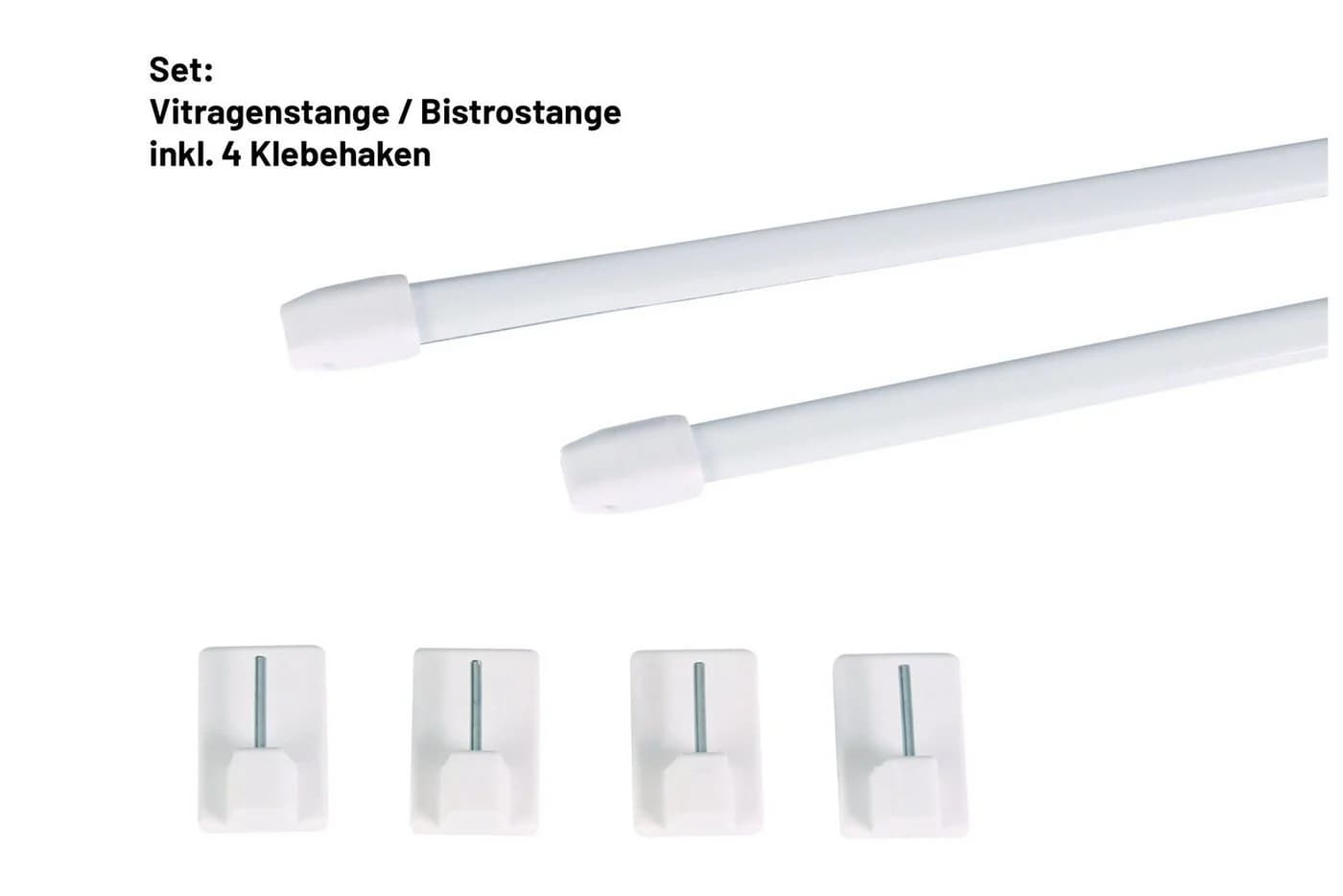 Deco-Raum Vitragenstange mit Klebehaken ausziehbar Weiß - Bild 3