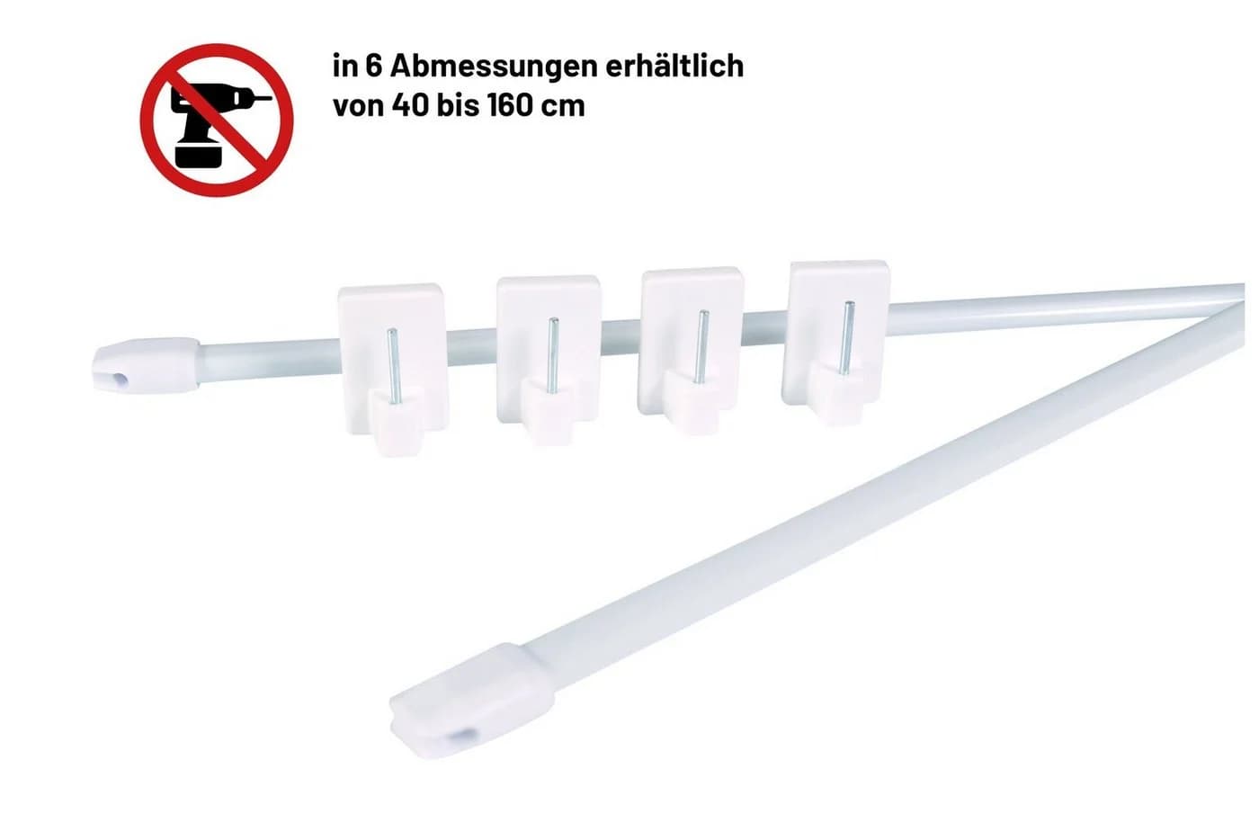 Deco-Raum Vitragenstange mit Klebehaken ausziehbar Weiß - Bild 4