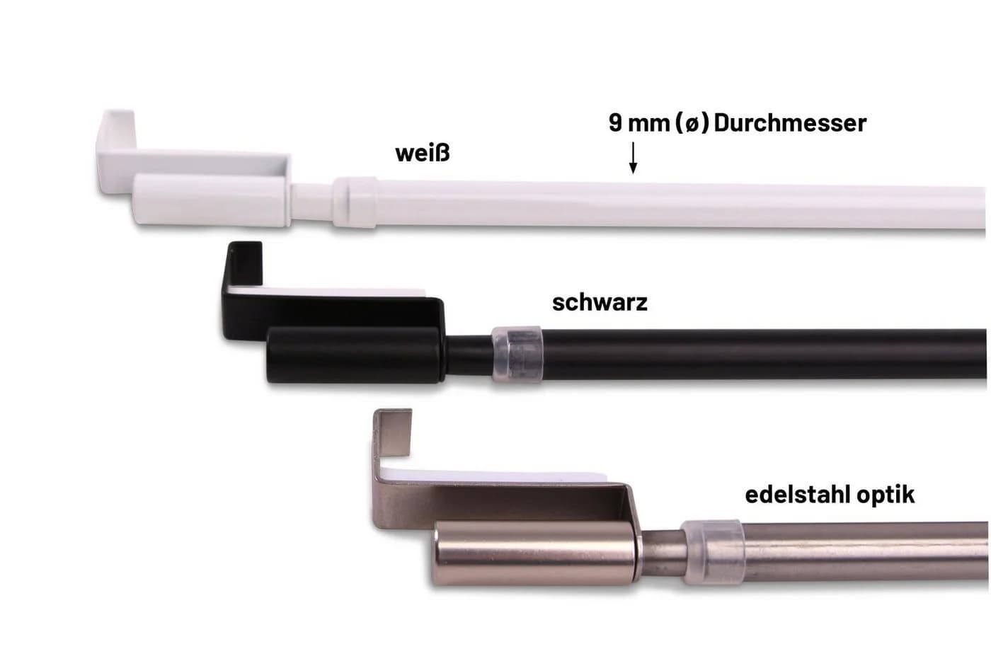 Deco-Raum Spannvitrage Gardinenstange Silber Edelstahl-optik - Bild 5