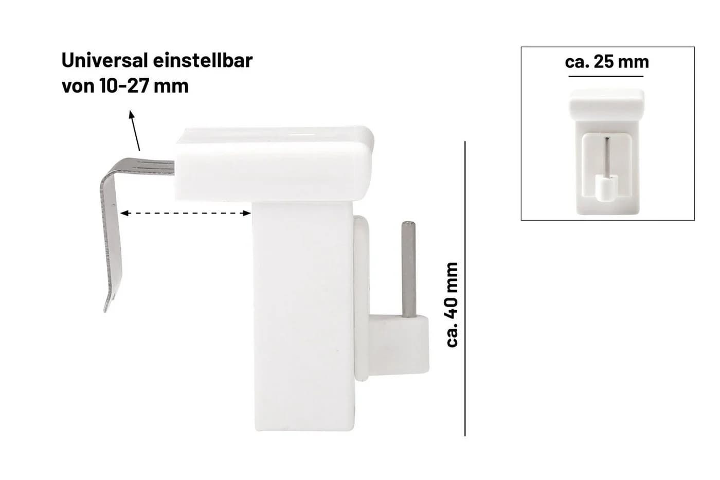 Deco-Raum Klemmträger Fensterhaken 10-27mm Weiß Set 8-tlg