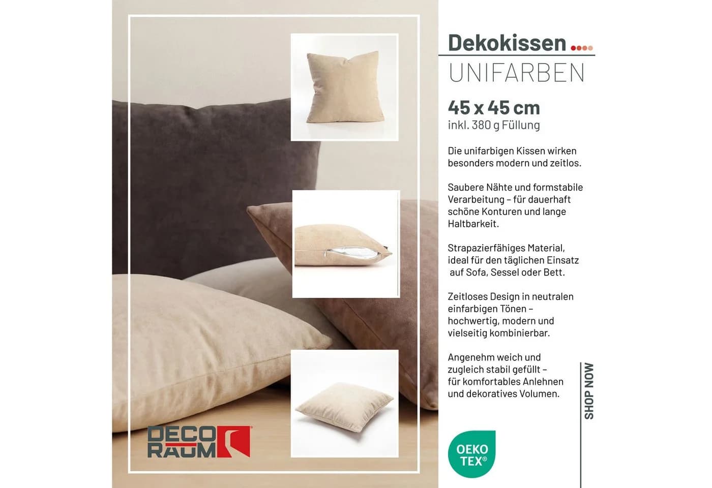 Deco-Raum Dekokissen Sand Polyester mit Füllung - Bild 4