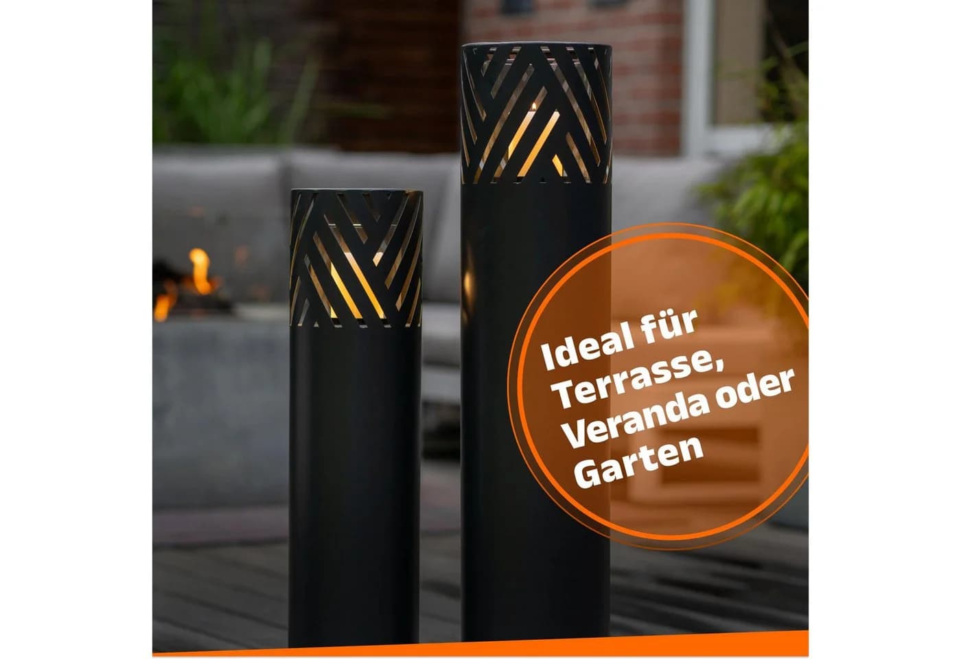 Bentson Windlichtsäule 2er Set Schwarz Rost Industrial Design
