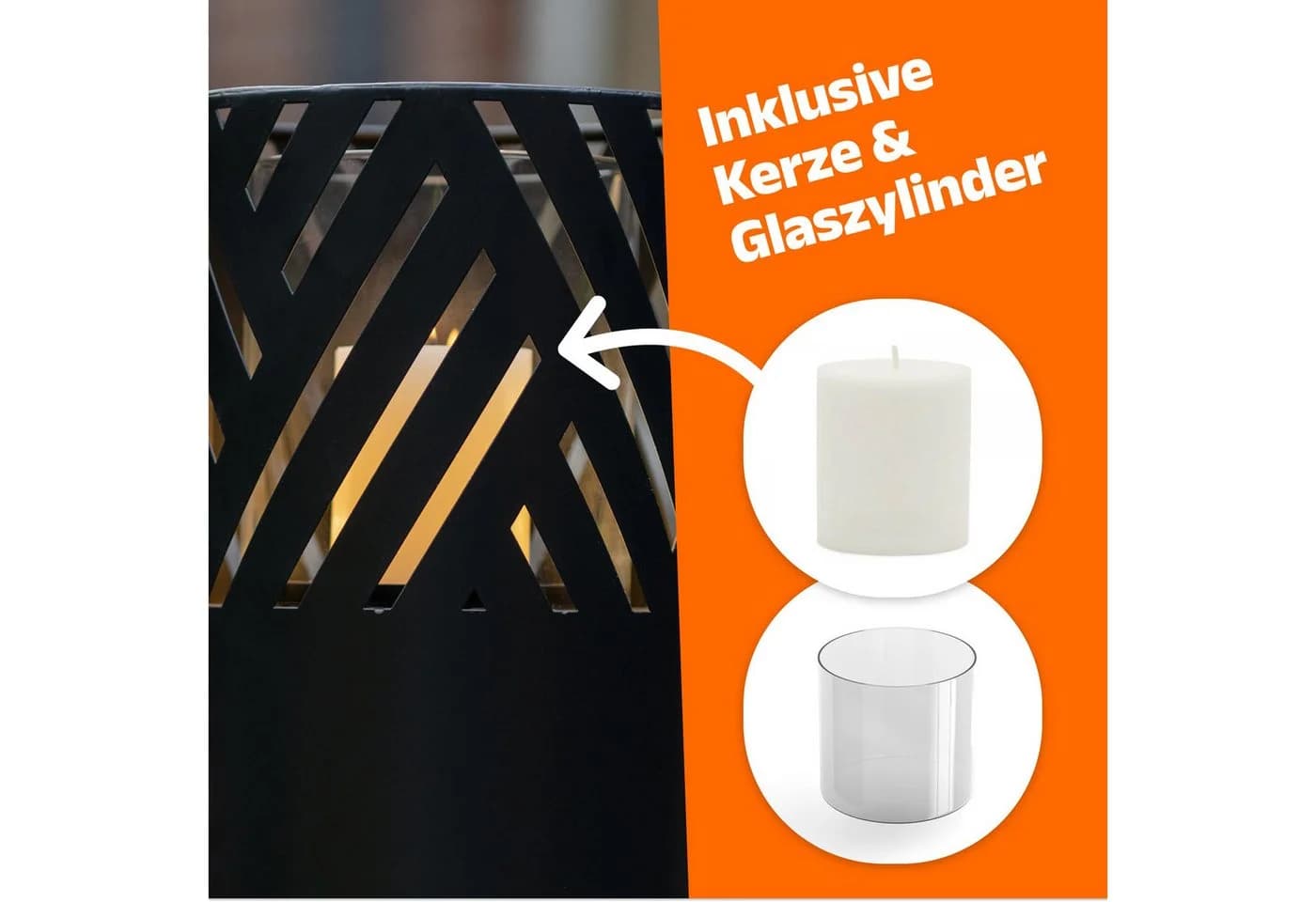 Bentson Windlichtsäule 2er Set Schwarz Rost Industrial Design - Bild 5