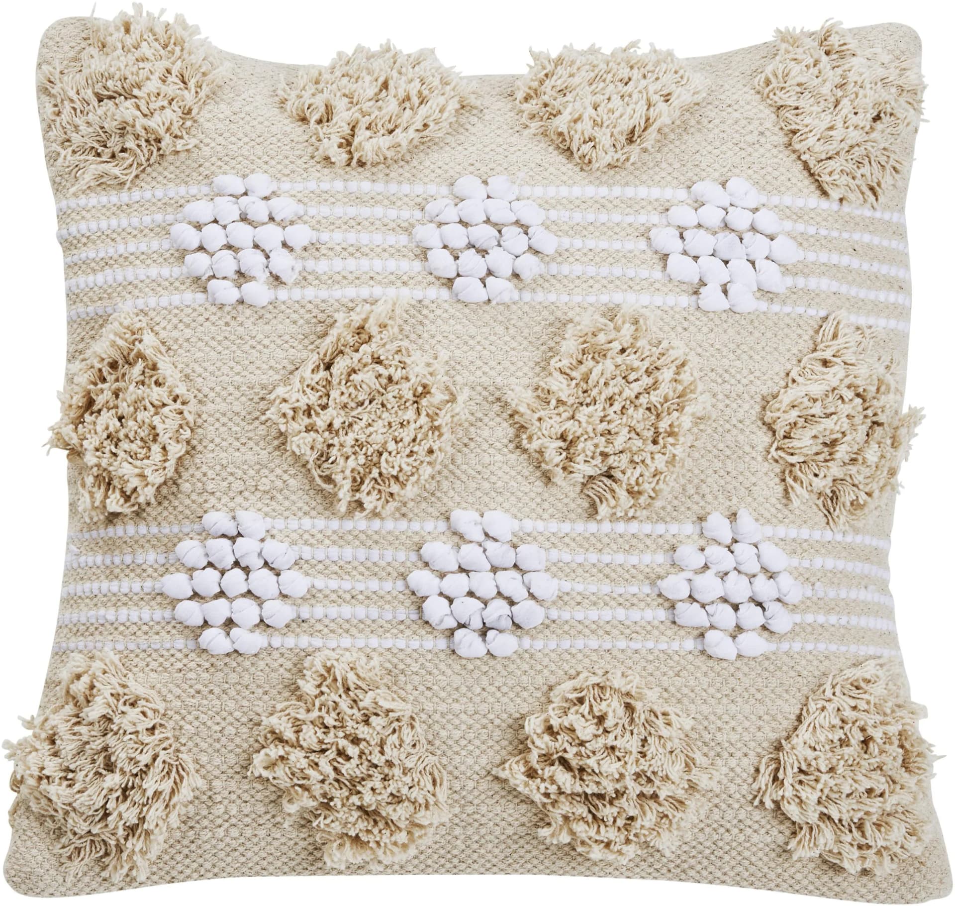 DONE. Flora Dekokissenhülle Beige Weiß Boho 45x45cm Baumwolle