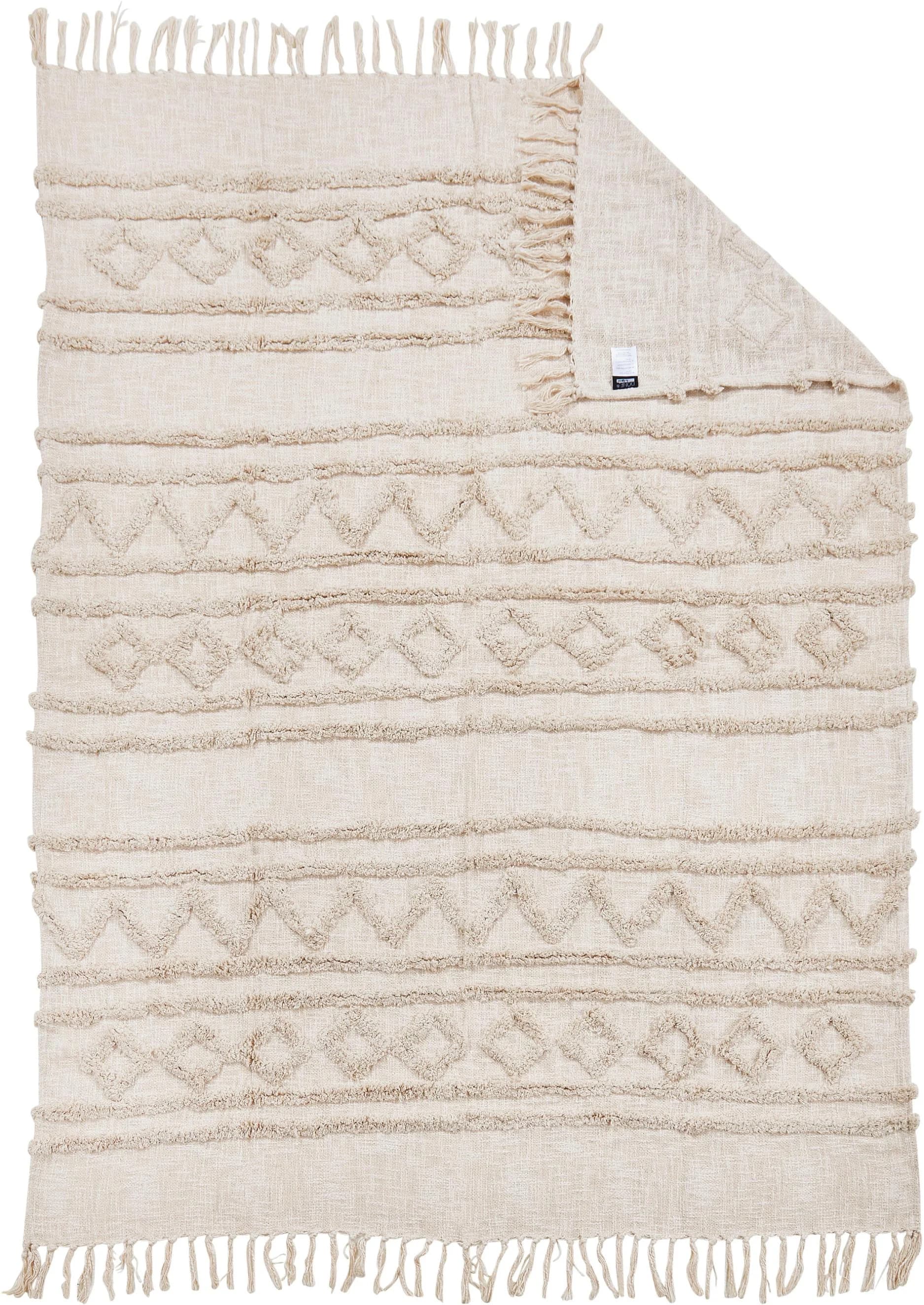 DONE. Tamani Wohndecke Beige Boho Stil Baumwolle