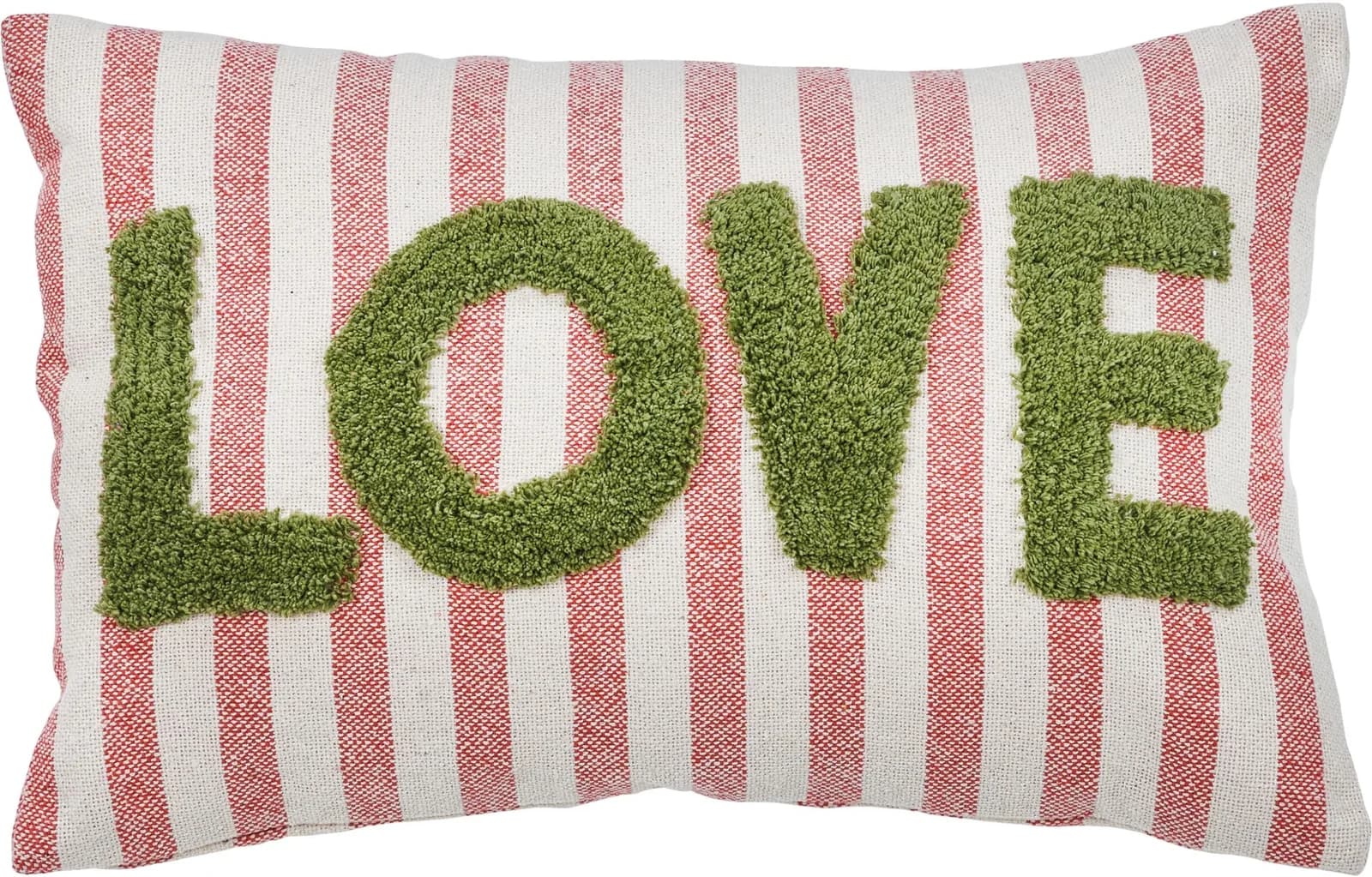 DONE. Dekokissen CUSHION HAPPY STRIPE LOVE Rosa Grün Natur Baumwolle - Bild 4