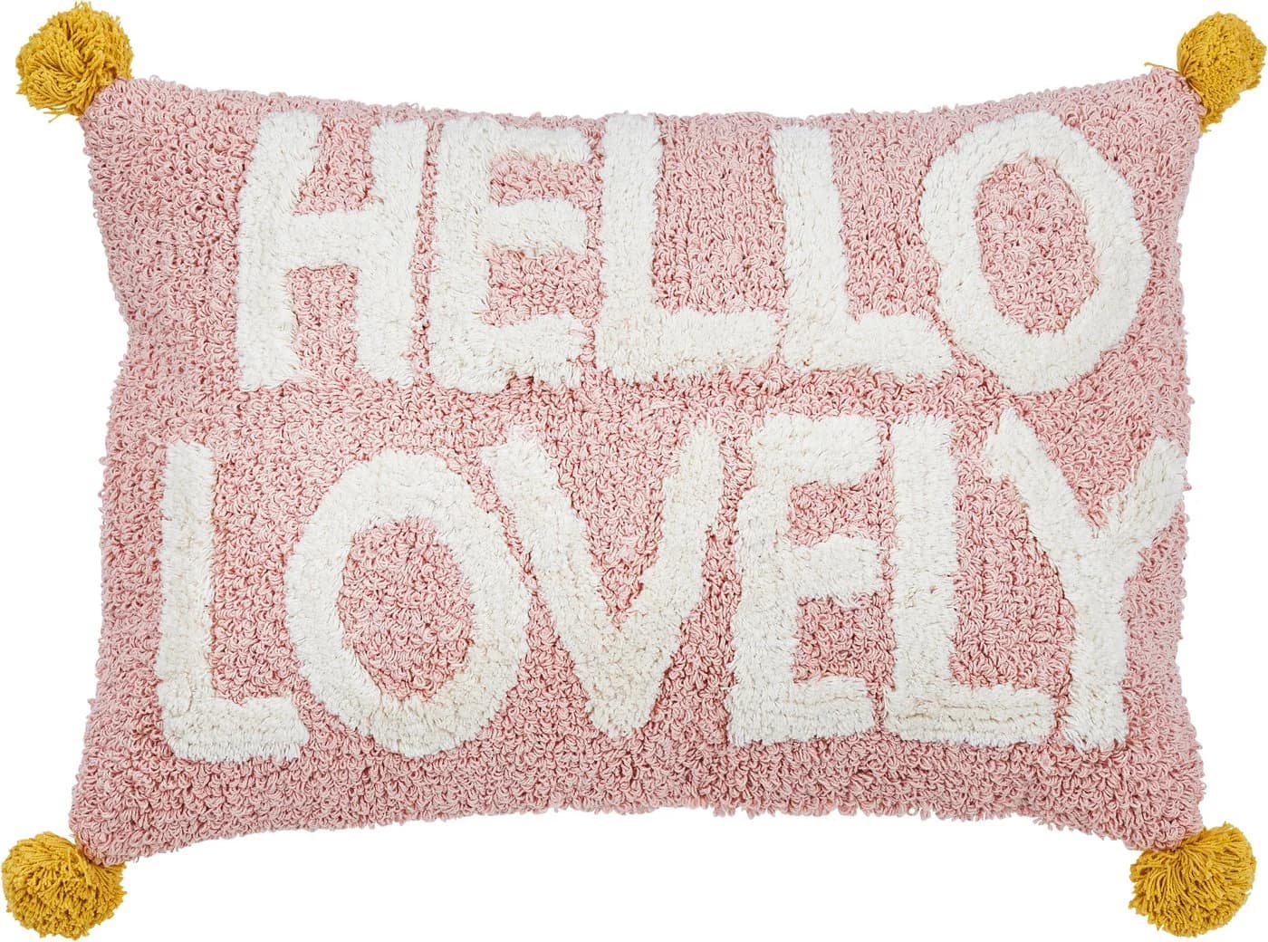 DONE. Dekokissen CUSHION HAPPY HELLO LOVELY Rosa Gelb Baumwolle - Bild 2