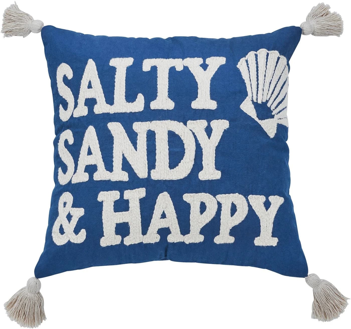 DONE. Dekokissen CUSHION SEALIFE SALTY SANDY HAPPY Blau Bestickt - Bild 2