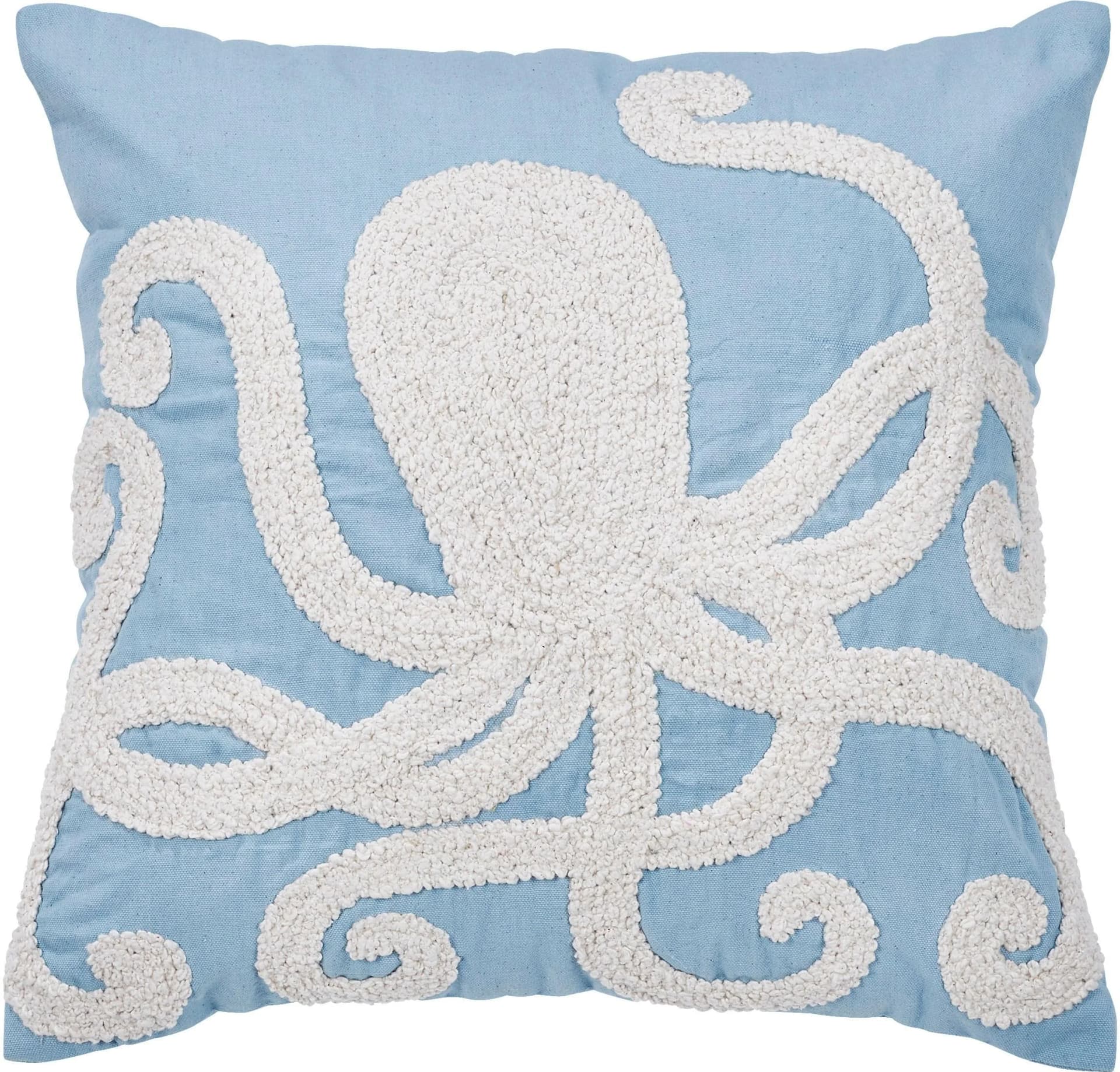 DONE. Dekokissen CUSHION SEALIFE OCTOPUS Blau Weiß Baumwolle