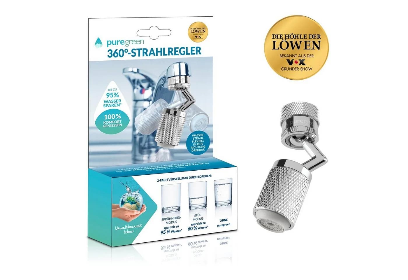 puregreen Waschtischarmatur Strahlregler Wassersparer Silber - Bild 2