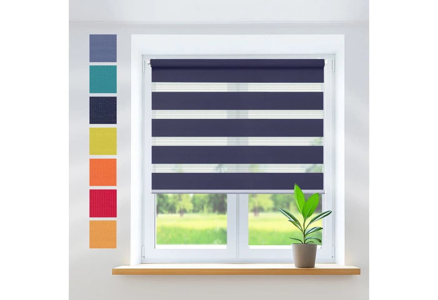 Rikmani Doppelrollo Klemmfix Blau Sicht- und Sonnenschutz - Bild 2