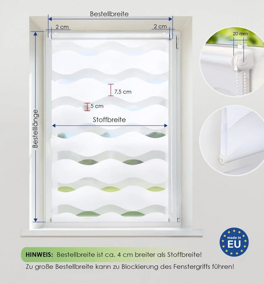 Rikmani Doppelrollo Sichtschutz Welle Weiß - Bild 3