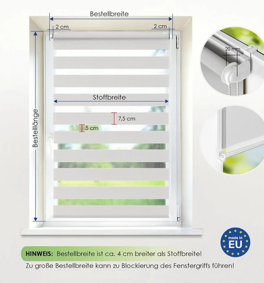 Rikmani Doppelrollo ARD Ohne Bohren Grau Klemm- oder Schraubmontage