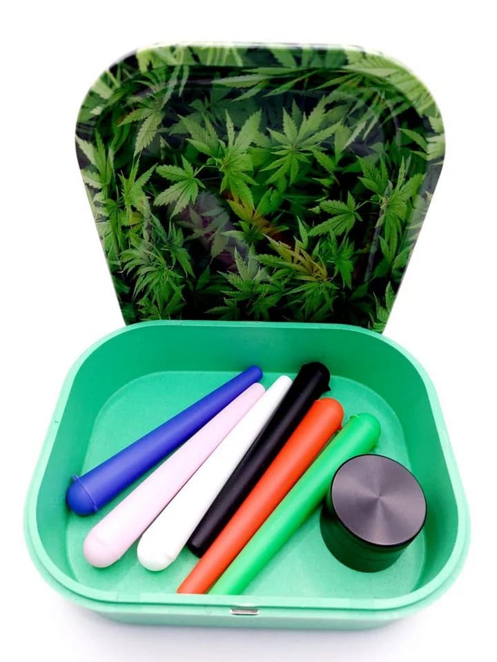 meytrade Geschenkbox Set: Cannabis Rolling Tray, Grinder & 6 Joint Hüllen - Bild 2