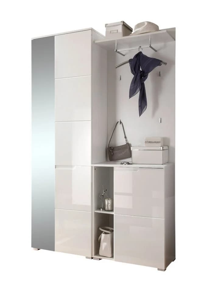 moebel-dich-auf Kompaktgarderobe SLICE Garderobenschrank Paneel Schuhschrank Weiß - Bild 2