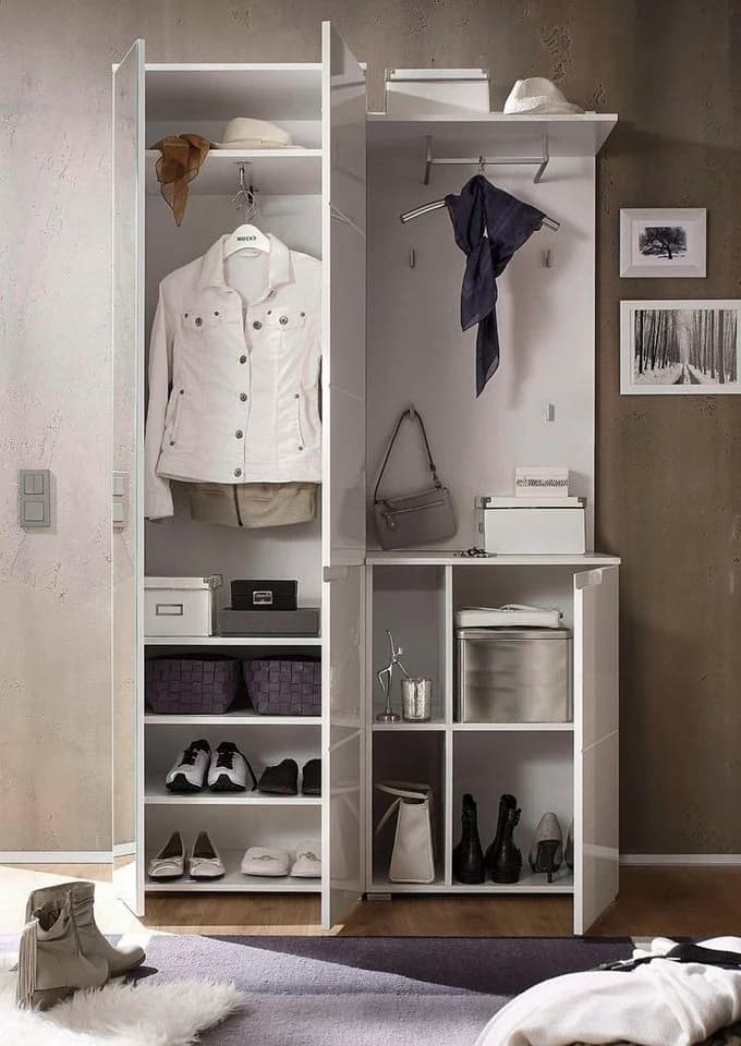 moebel-dich-auf Kompaktgarderobe SLICE Garderobenschrank Paneel Schuhschrank Weiß - Bild 4