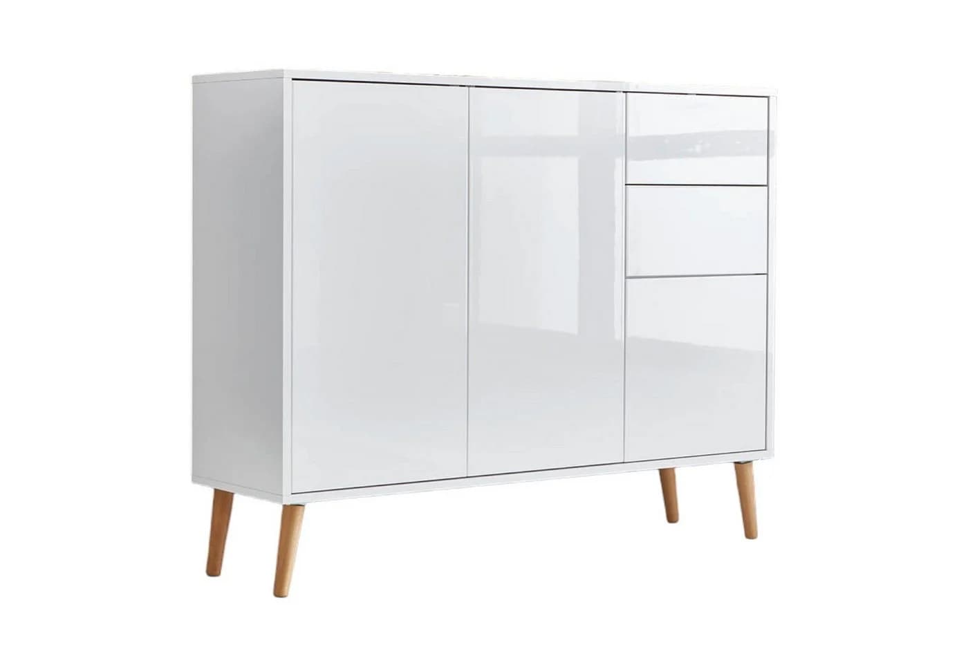 moebel-dich-auf Sideboard BEN 10 Weiß Push-to-open Holzfüße - Bild 2