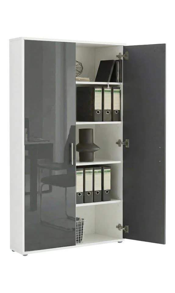 Tabor Aktenschrank Weiß Metallgriffe 5 Fächer - Bild 3