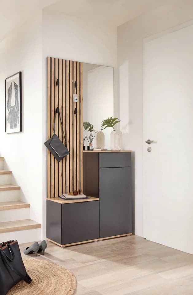 moebel-dich-auf Kompaktgarderobe EASY mit Bank, Spiegel & Schuhschrank
