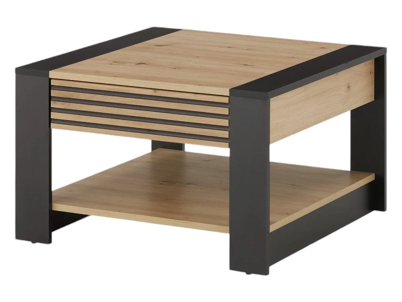 moebel-dich-auf Couchtisch FERRA Beistelltisch 1 Schubkasten Eiche Schwarz - Bild 2