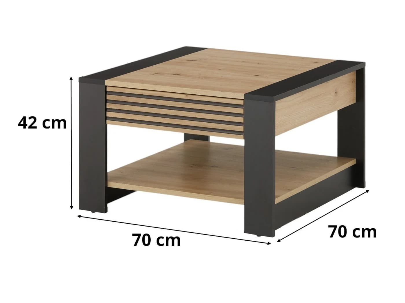 moebel-dich-auf Couchtisch FERRA Beistelltisch 1 Schubkasten Eiche Schwarz - Bild 4