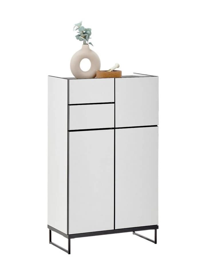 moebel-dich-auf Highboard VENEZIA Weiß matt Schwarz 60 cm - Bild 2