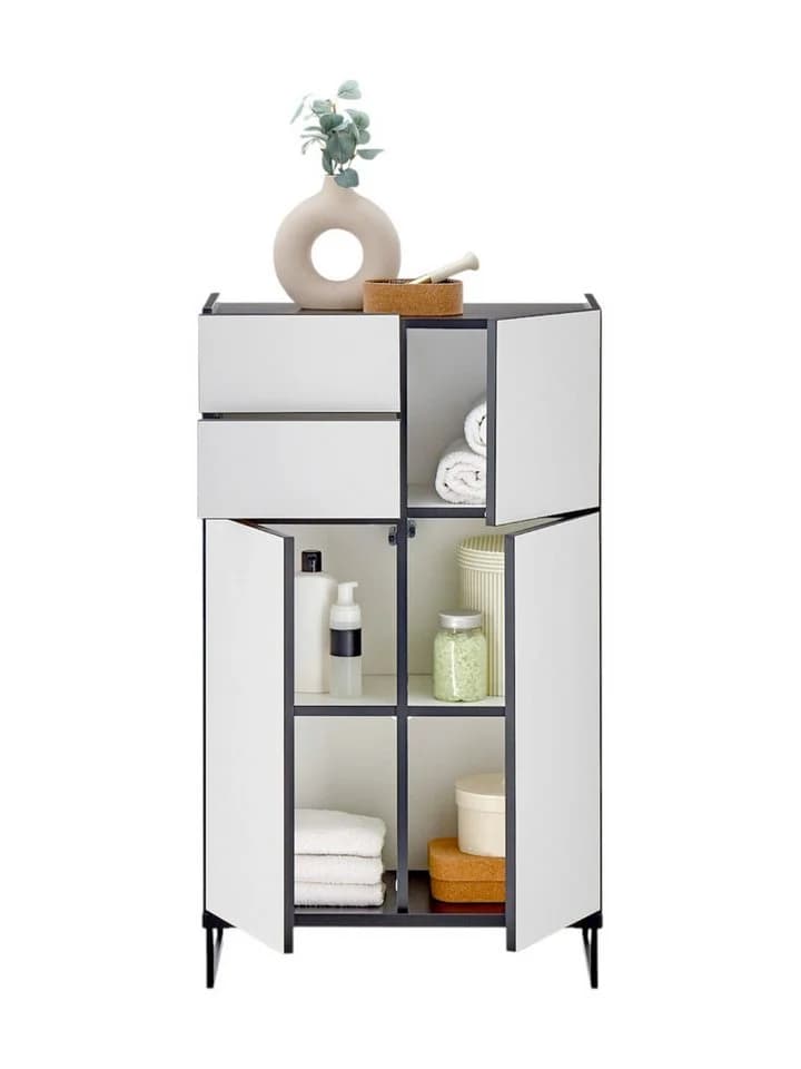 moebel-dich-auf Highboard VENEZIA Weiß matt Schwarz 60 cm - Bild 3