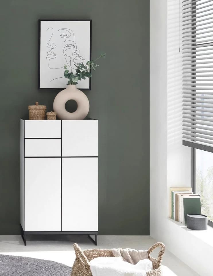 moebel-dich-auf Highboard VENEZIA Weiß matt Schwarz 60 cm - Bild 5