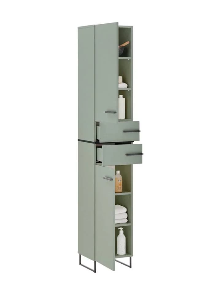 moebel-dich-auf Hochschrank MESSINA Schilfgrün Weiß Softclose