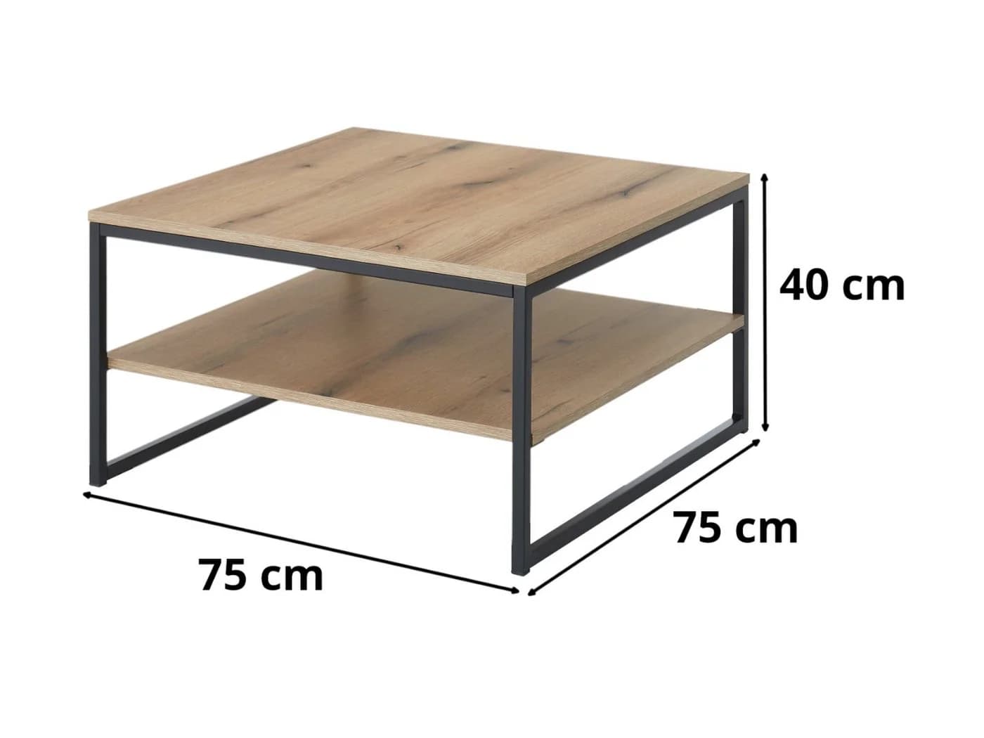 moebel-dich-auf Couchtisch KUBUS Eiche Dekor Metallgestell Modern