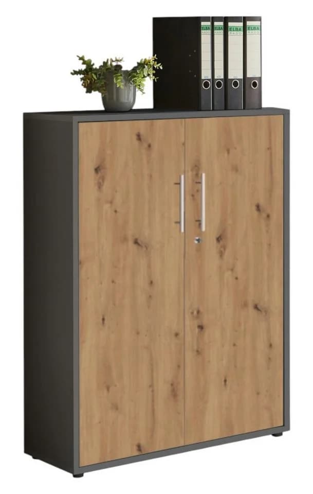 moebel-dich-auf Aktenschrank TABOR niedrig Anthrazit Eiche Metallgriffe - Bild 2