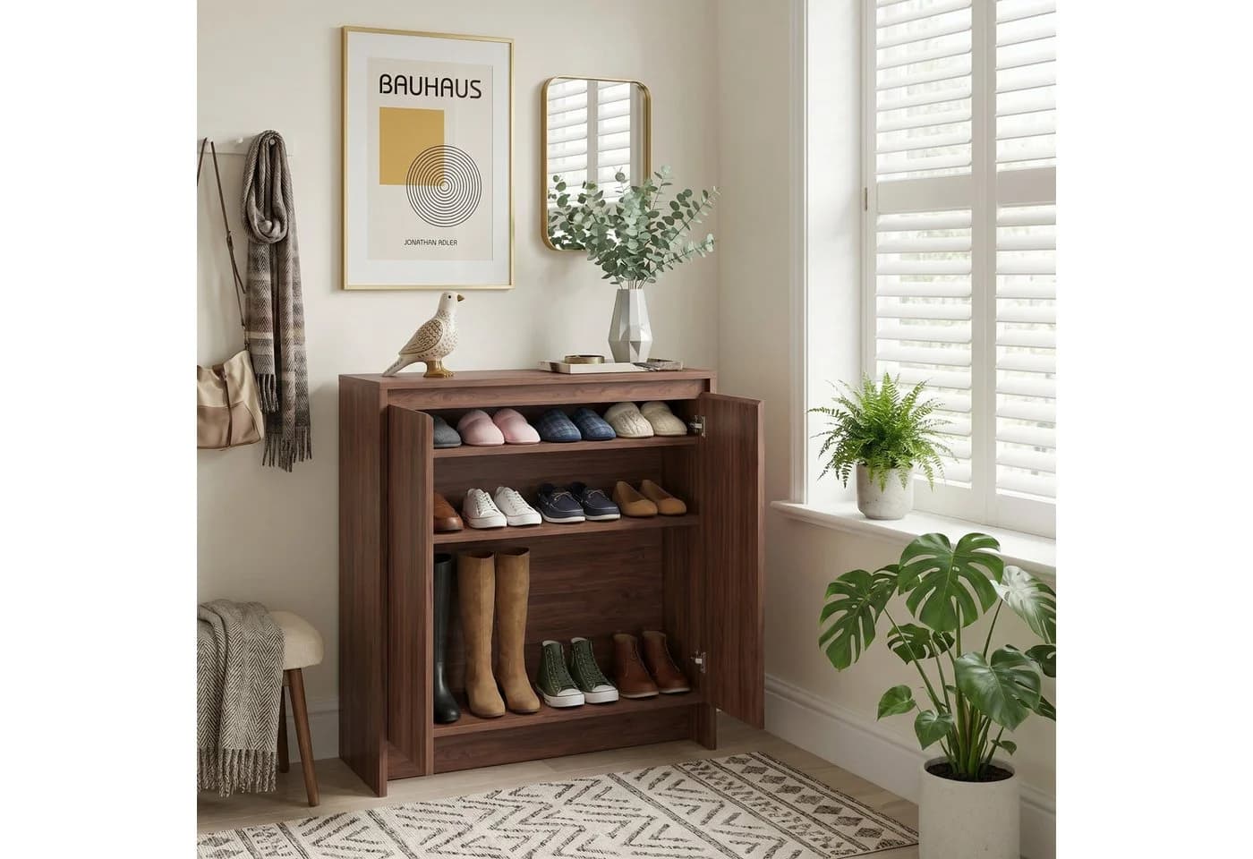 eGenuss Schuhschrank mit Lamellentüren und verstellbaren Böden Braun - Bild 3