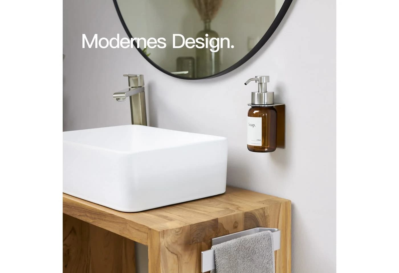 Designfabrik Hamburg Seifenspender Wandmontage 250 ml Glas Edelstahl